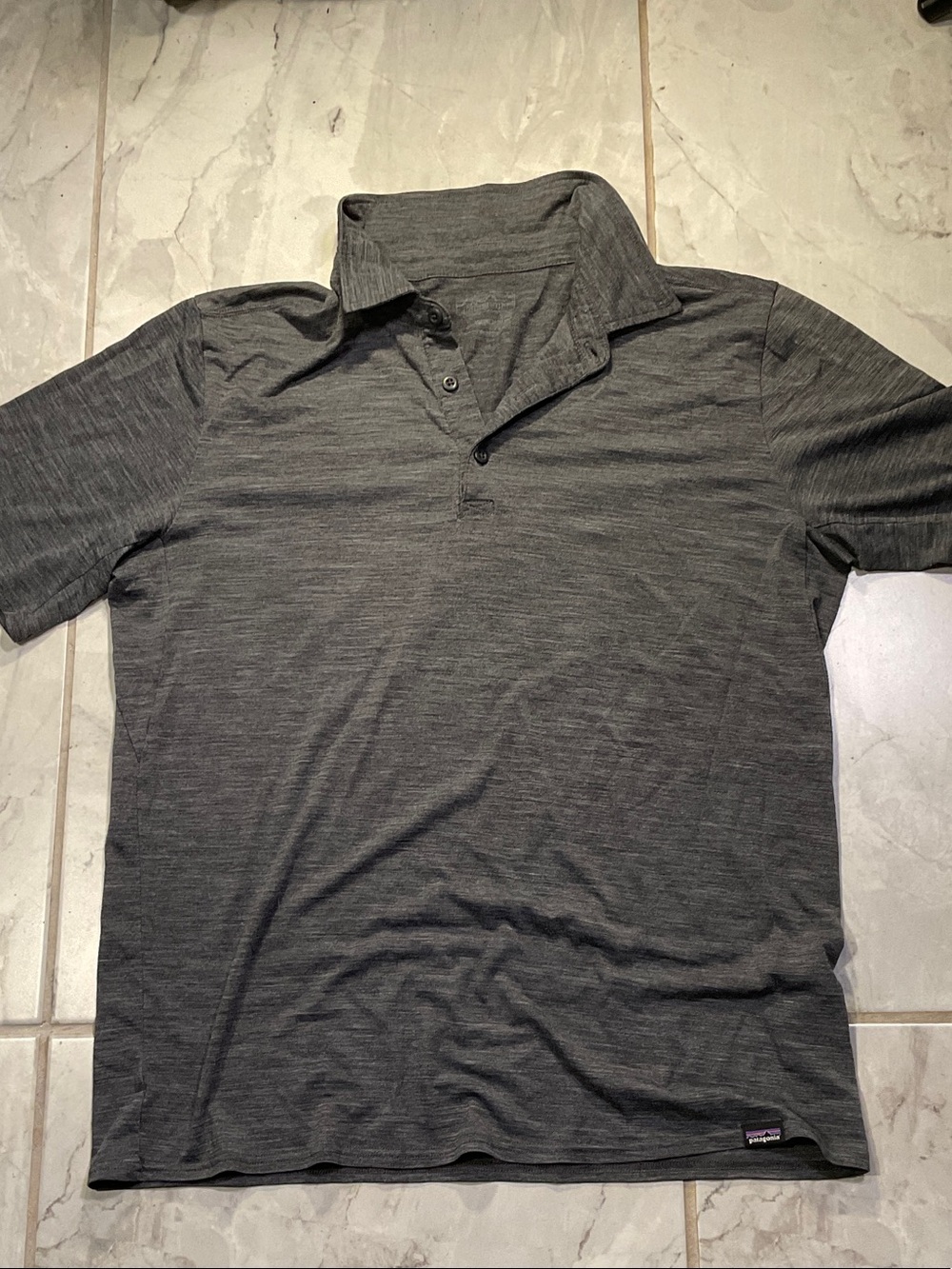 Patagonia Men's Polo Shirt - Charcoal merino wool medium